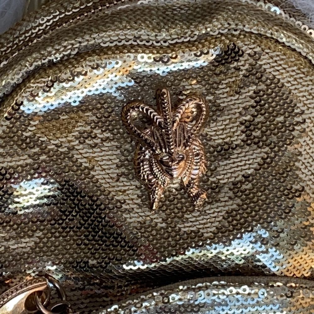 Laurel Dewitt Gold Sequence Chain Backpack Purse - image 4